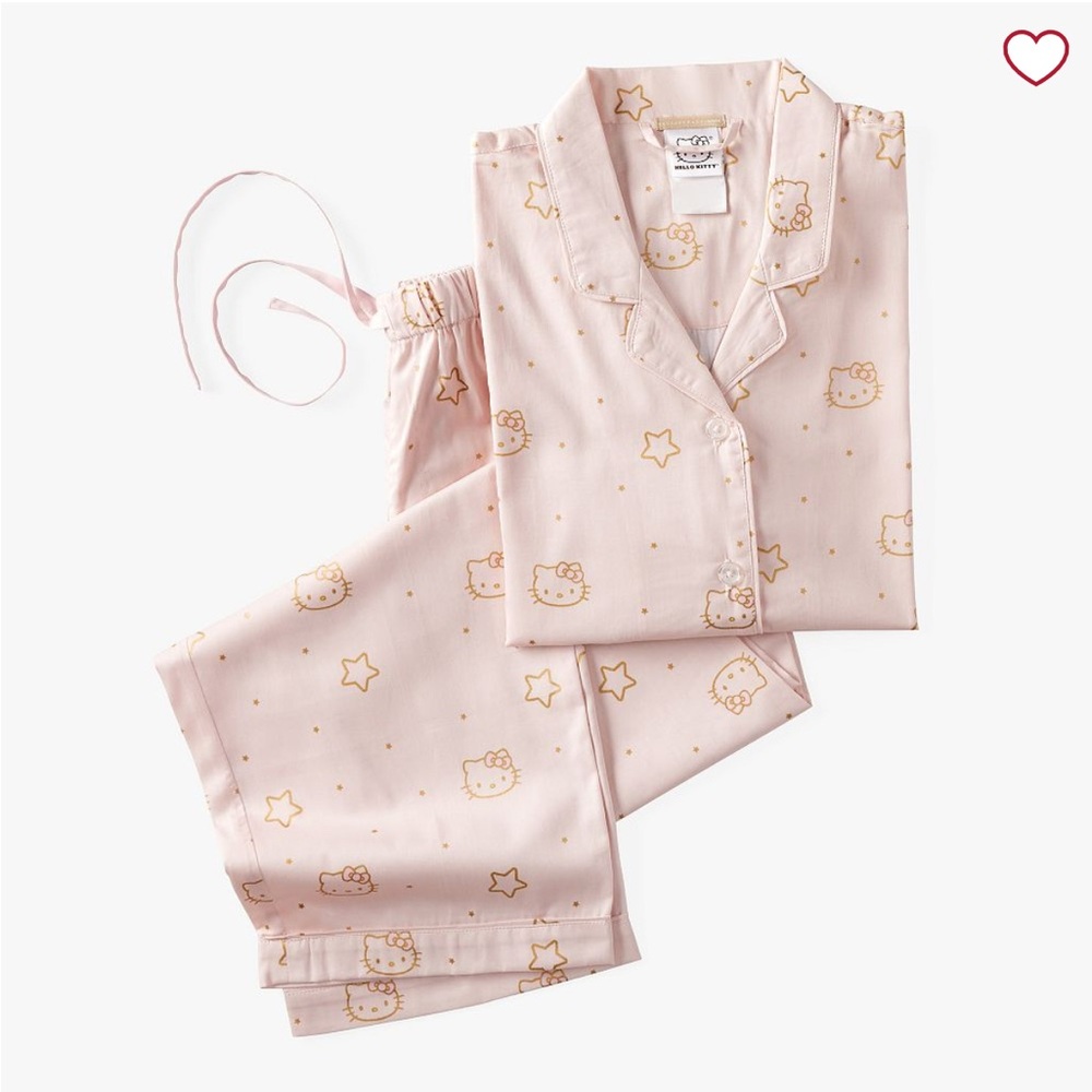 Hello Kitty Pink Pajama Set w/Stars, PB Teen, Size Large